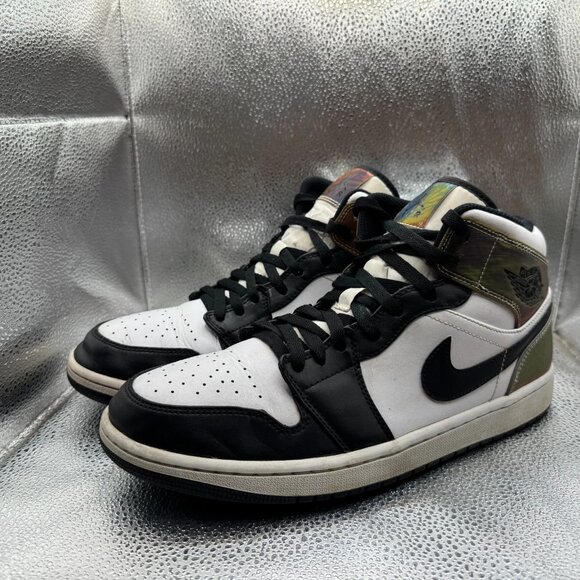 Size 10.5 Air Jordan 1 Mid SE Mens White Black Athletic Sneakers DM7802-100 - Picture 6 of 11